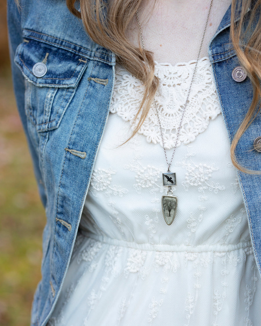 Modern Silver Boho Tree of Life Necklace