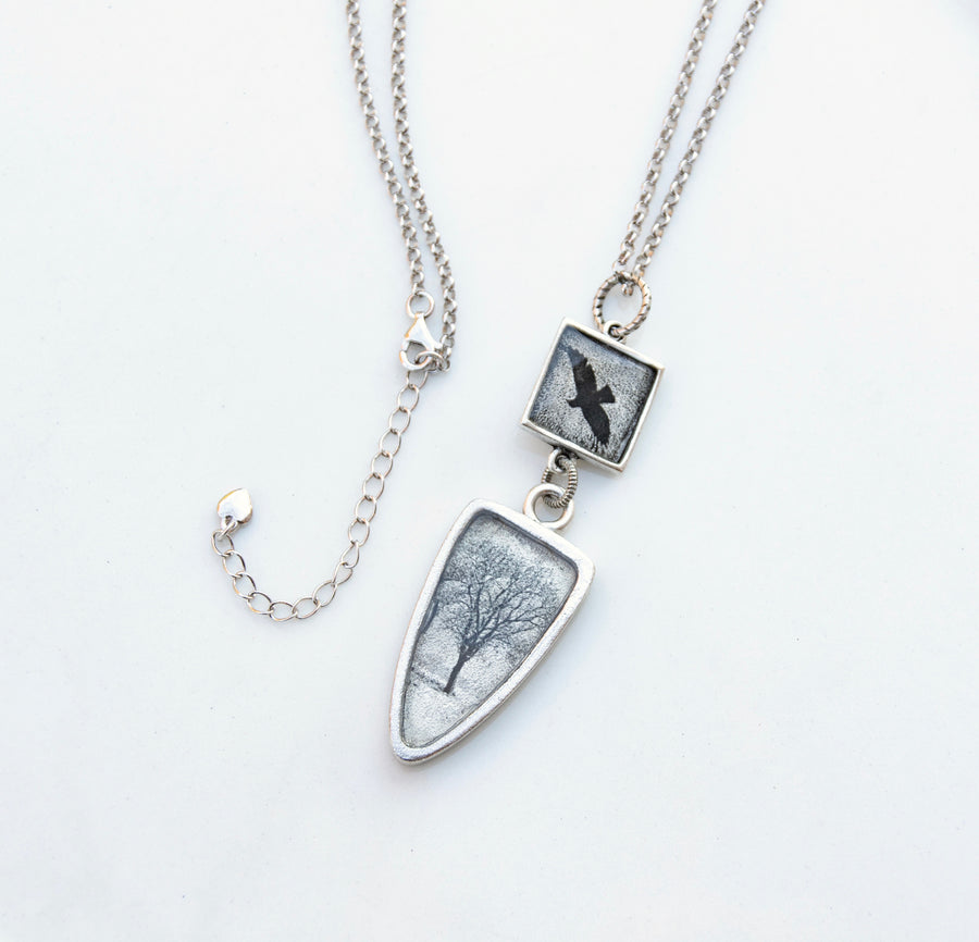 Modern Silver Boho Tree of Life Necklace