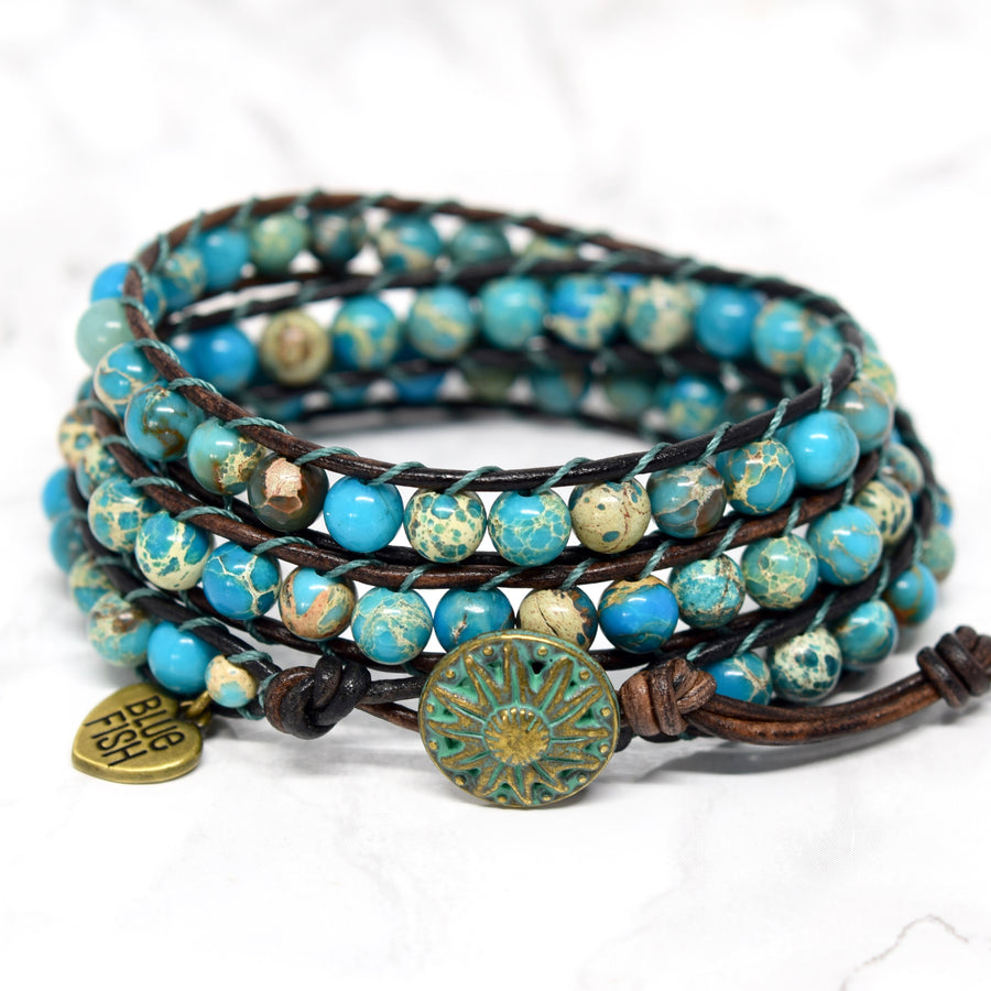 Boho Turquoise Jasper Wrap Bracelet