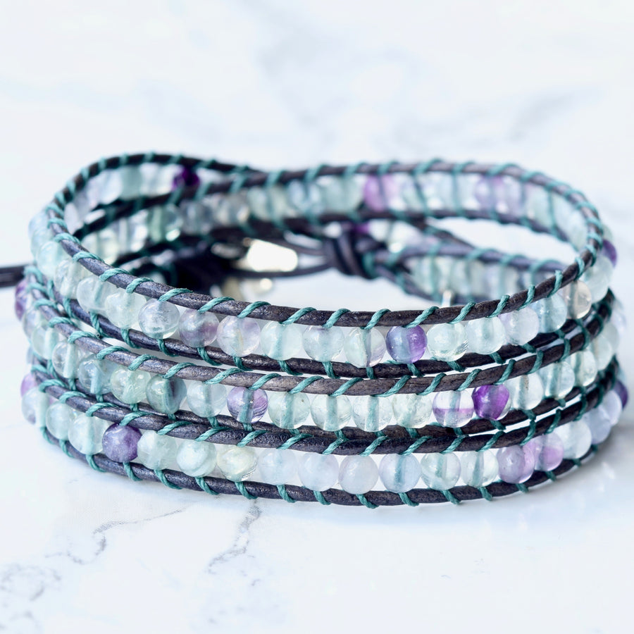 Pretty Fluorite Beaded Wrap Bracelet