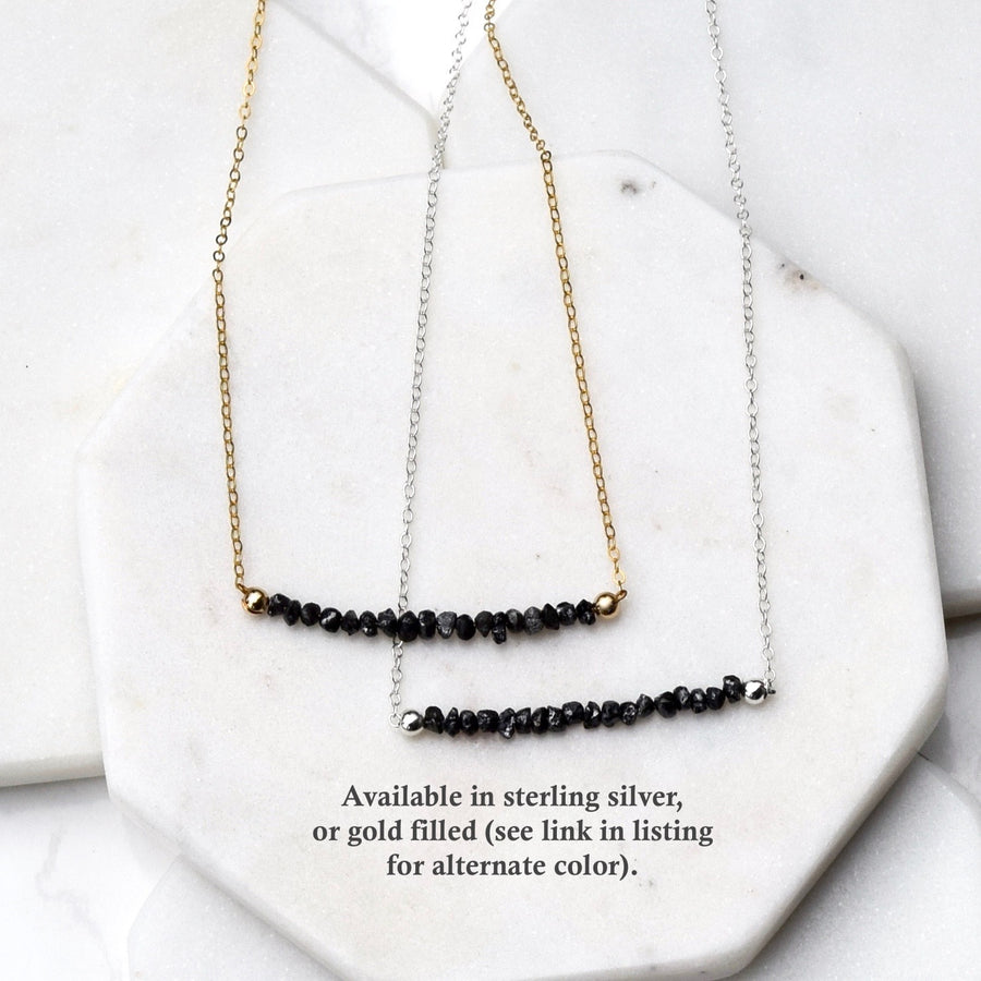 Black Diamond Nugget Necklace ~ Sterling Silver
