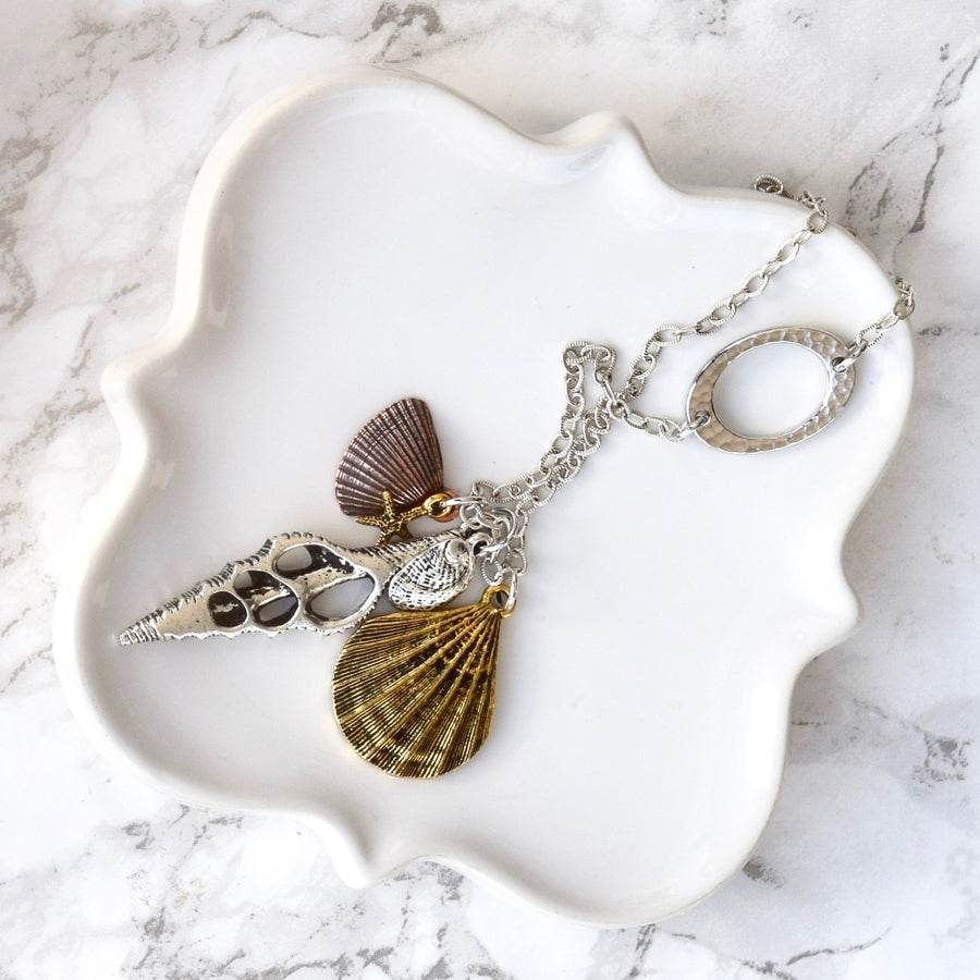 beach shells necklace long layering boho necklace