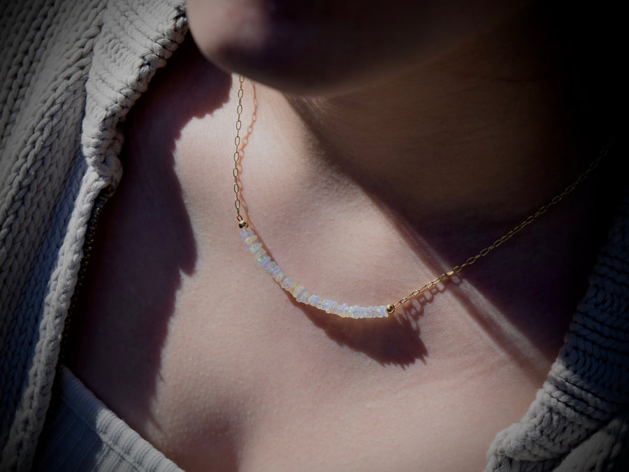 Dainty Opal & Gold Filled Necklace