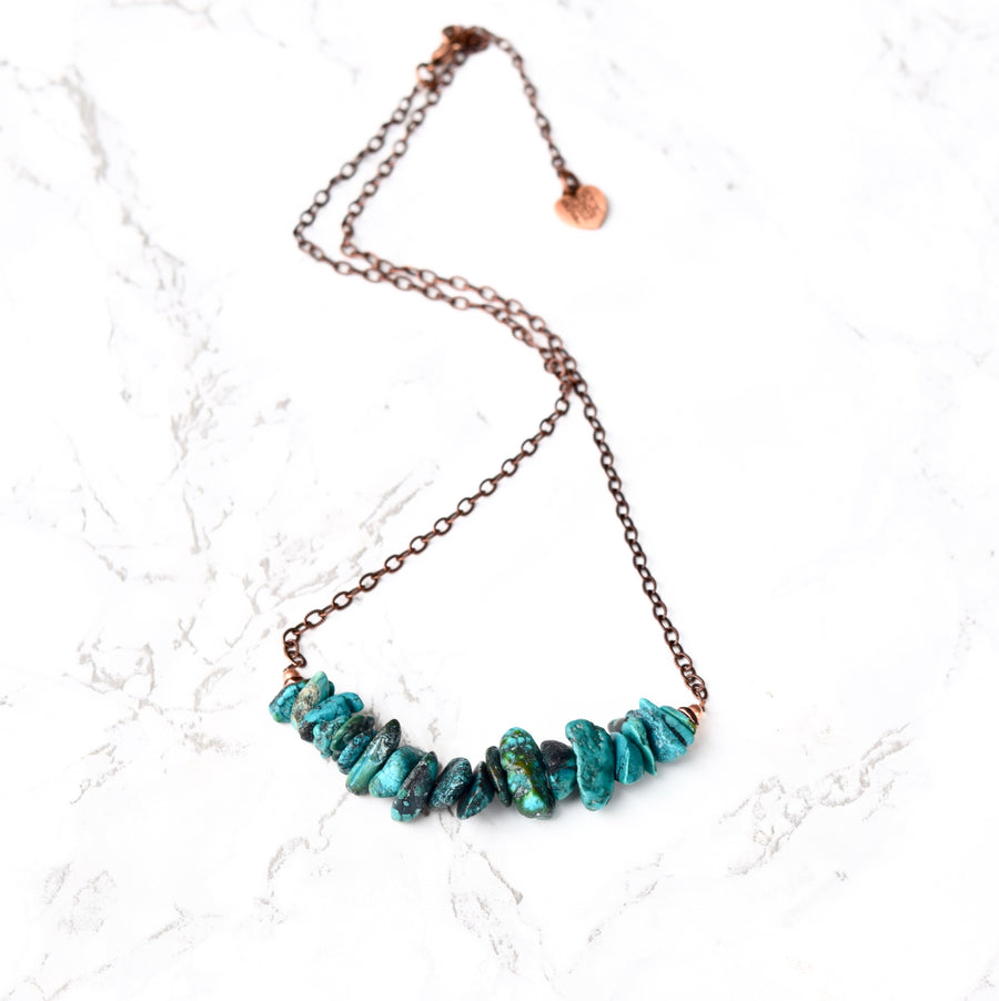 Boho Turquoise Copper Necklace With Copper Chain