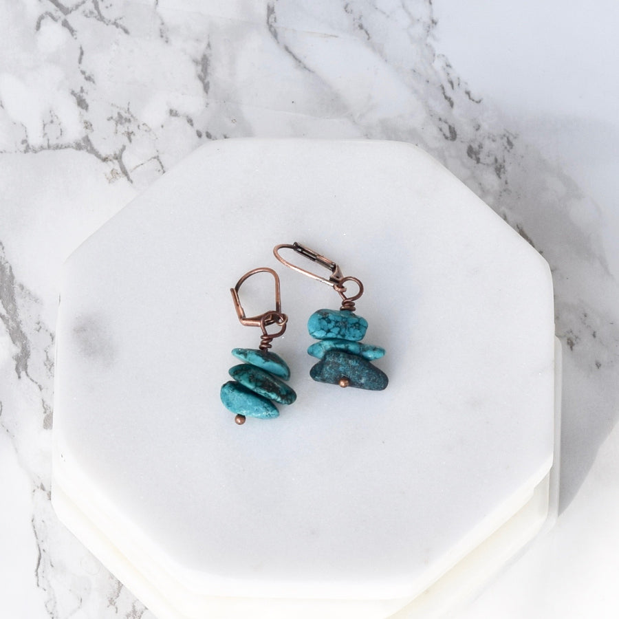 Bluefish Bohemian earrings boho copper turquoise