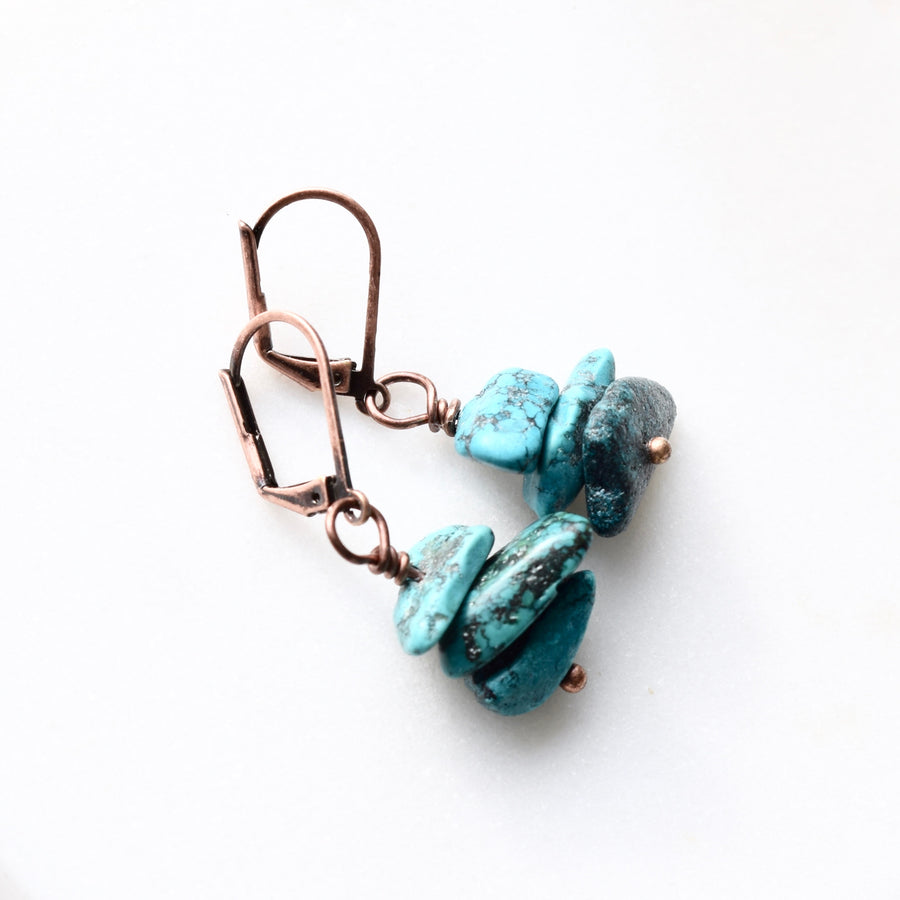 turquoise nugget earrings boho turquoise drops