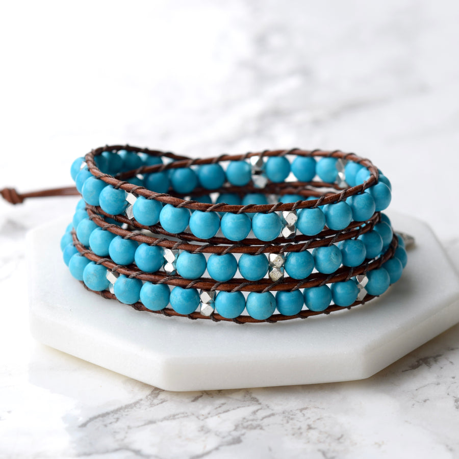 turquoise beaded wrap bracelet