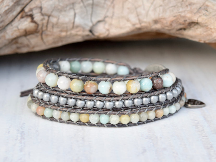 Amazonite & Mixed Stone Wrap Bracelet