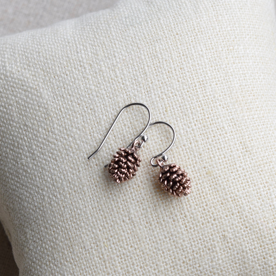 rose gold pinecone earrings