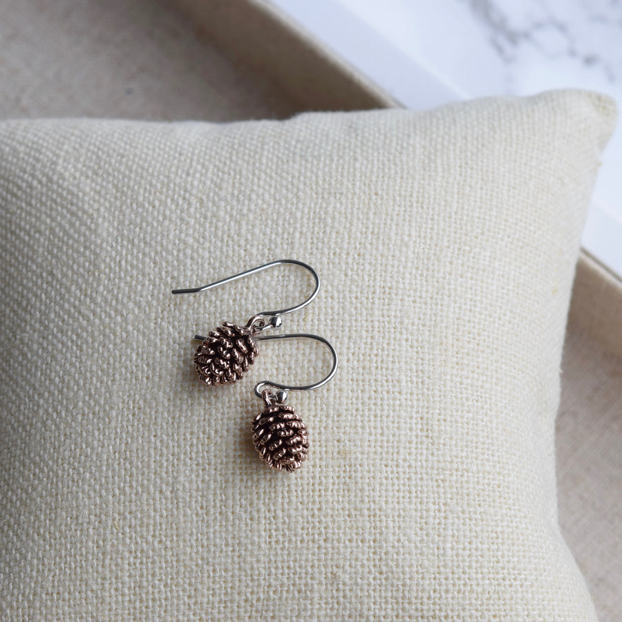 Pinecone Earrings ~ Rose Gold & Sterling Silver