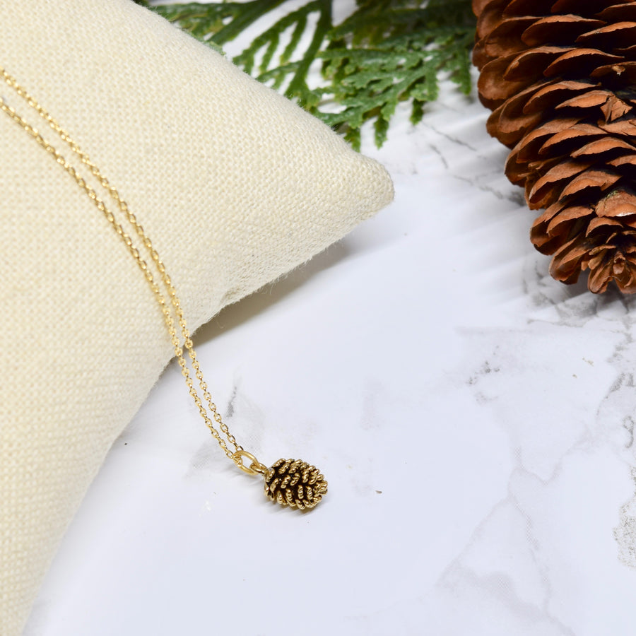 Dainty Pinecone Necklace ~ Gold