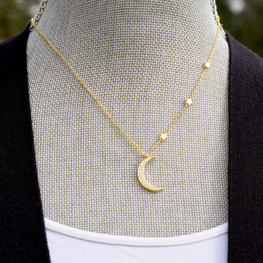 You Are My Moon & Stars Necklace ~ Gold & Sterling Silver