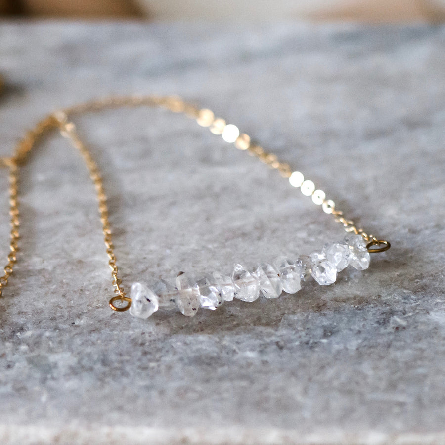 Herkimer Diamond Raw Crystal Bar Necklace – Bluefish Bohemian