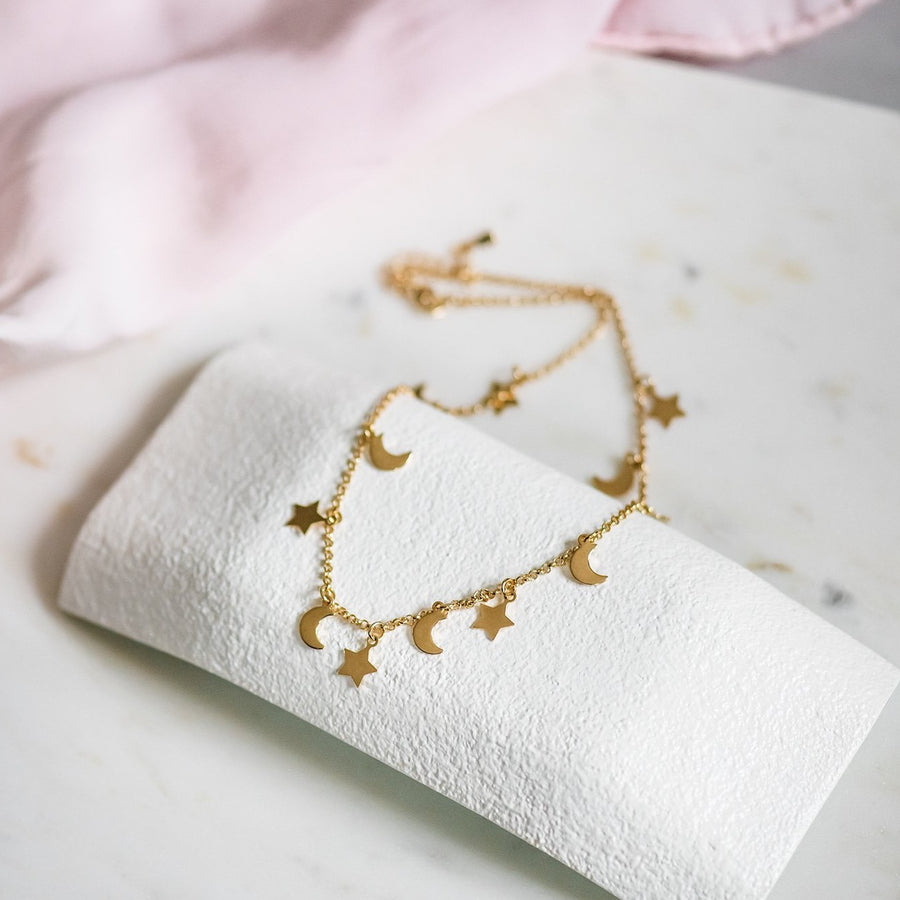 gold moon choker necklace