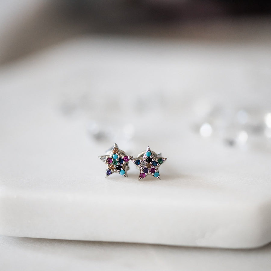 crystal star stud earrings