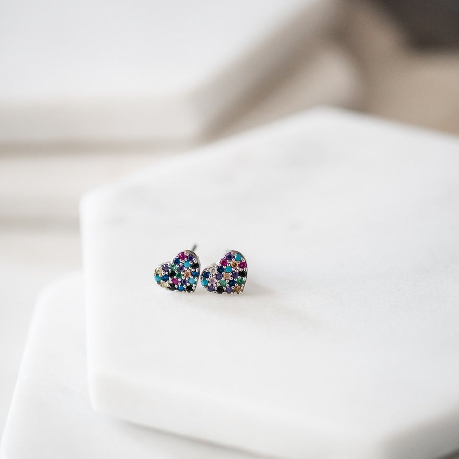 crystal heart stud earrings