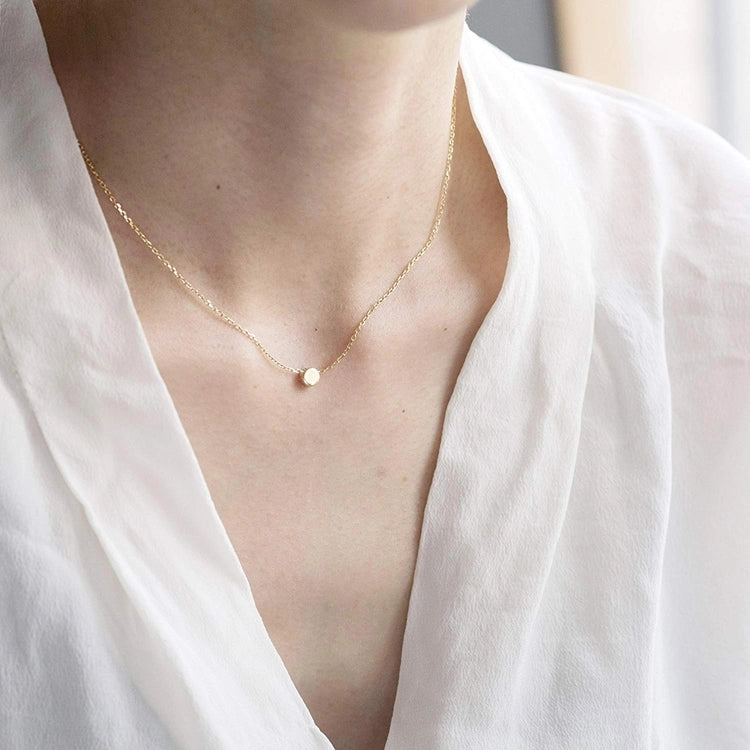 Tiny Minimalist Dot Necklace ~ Choose Sterling Silver or 14kt Gold Plated Sterling