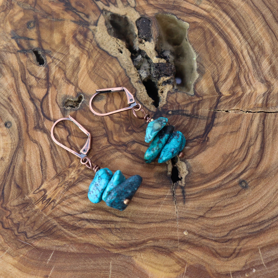 Turquoise & Copper Boho Earrings