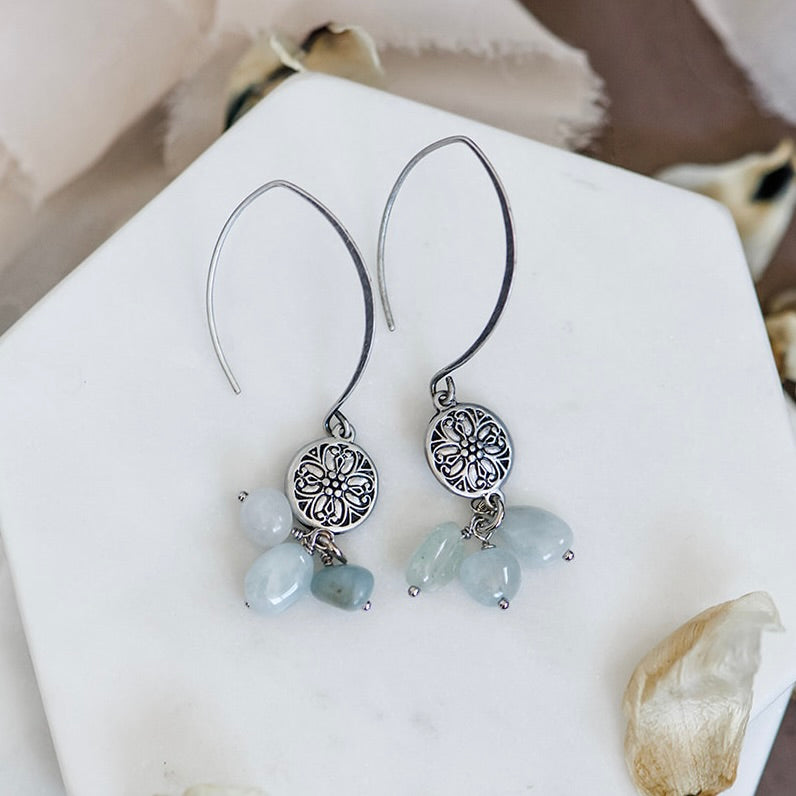 Aquamarine Pebble Drop Earrings