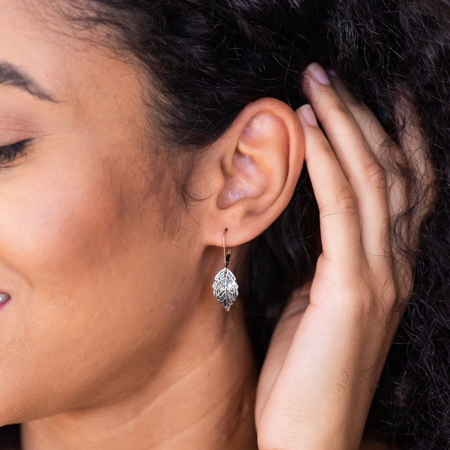 two toned leaf earrings