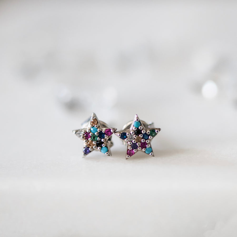 pave star stud earrings sterling silver bluefish bohemian