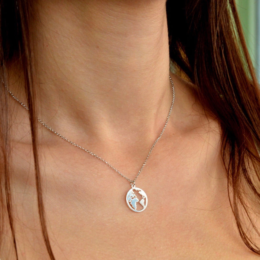 Globe Necklace in Sterling Silver
