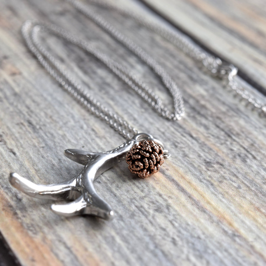 branch and pinecone necklace