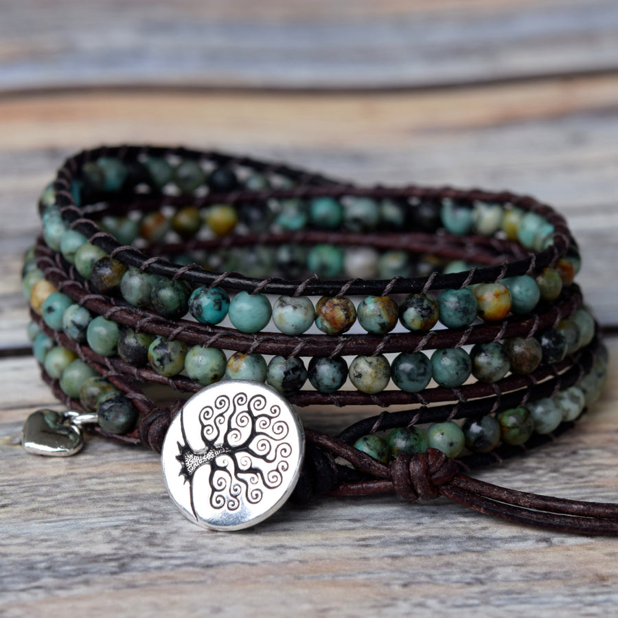 Perfect African Turquoise 3-Wrap Bracelet