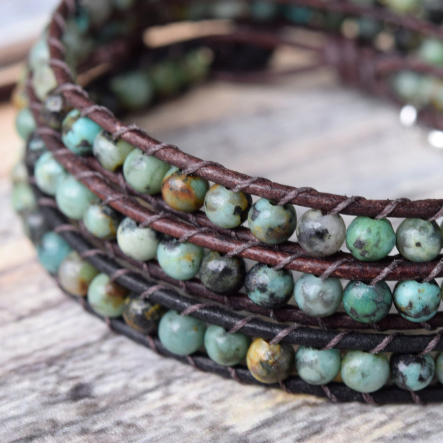 Perfect African Turquoise 3-Wrap Bracelet
